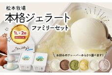 【お好みのフレーバー選べます！】 松本牧場 本格ジェラートファミリーセット（1リットル×2個　計2リットル） 選べる 全6種類  生乳 アイス 業務用 贅沢 ジェラート デザート スイーツ アイスクリーム 菓子 ２個 セット ミルク いちごミルク 抹茶 バニラ チョコ みかんシャーベット 佐賀県 玄海町【B109】