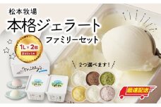 【お好みのフレーバー選べます！】 松本牧場 本格ジェラートファミリーセット（1リットル×2個　計2リットル） 選べる 全6種類  生乳 アイス 業務用 贅沢 ジェラート デザート スイーツ アイスクリーム 菓子 ２個 セット ミルク いちごミルク 抹茶 バニラ チョコ みかんシャーベット 佐賀県 玄海町【B109】