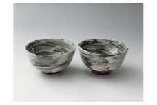 【唐津焼】中川自然坊窯刷毛目唐津 ご飯茶碗(小)　2客