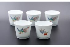 柿右衛門窯作 蕎麦猪口 桐鳳凰文 5客組 A400-26