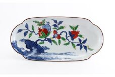 源右衛門窯 染錦柘榴絵 長皿 器 食器 盛皿 柘榴 有田焼 A95-48