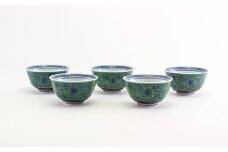 源右衛門窯 緑彩唐草 湯呑 食器 茶呑 5個セット 有田焼 A260-14