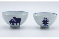 音楽が好きなあなたに♪ ハーモニー二重奏ペア飯碗 しん窯・青花 A25-120