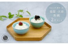 有田焼 翡翠天青茶碗 2色セット【梶原大敬 茂正工房】器 うつわ 食器 和食器 ちゃわん ご飯 ごはん お茶碗 ペア セット 2個 食器セット 青磁 翡翠 天青 ブルー グリーン 作家 手仕事 ろくろ シンプル 電子レンジ対応 A35-309