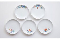 肥前赤絵窯元 鷹巣 絵がわり五寸丸皿5枚組 A55-35