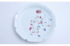 有田焼 雪輪皿22cm しだれ桜文【赤絵白磁硯処 雪月花】食器 うつわ 器 磁器 陶磁器 皿 飾り皿 プレート メインプレート 雪輪皿 雪輪 花 桜 さくら 手描き A45-323