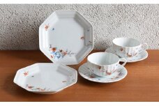 深川製磁 【有田焼】色絵花鳥紋　ペア紅茶碗皿・ケーキ皿 A150-47