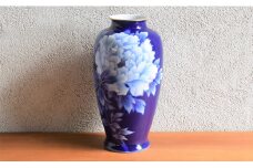 深川製磁 【有田焼】ルリ牡丹　細長１４号花生 A150-48