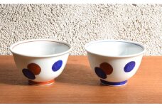 深川製磁 【有田焼】丸紋（赤・呉須）組飯碗 A45-79