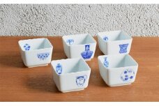 深川製磁 【有田焼】ブルーチャイナ　桔梗小付揃 A50-125
