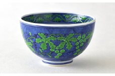 源右衛門窯 緑彩葡萄絵 飯碗 器 食器 お茶碗 ごはん 茶碗 小鉢 葡萄絵 有田焼 A70-152