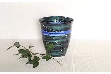 ギャラリー器楽 光彩釉 銀河 焼酎カップ 青 A18-76