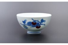 柿右衛門窯作 飯碗（蓋なし丸大）染錦柿文 A120-15