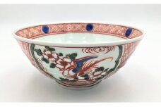 有田焼 呉須赤絵花鳥文預け鉢 【有田焼 花伝作】鉢 食器 丼 赤 花 鳥 A40-136