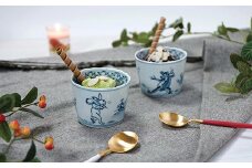 有田焼 染付鳥獣戯画 そばちょこ ペア【よう楽庵・たかす】食器 うつわ 器 磁器 陶磁器 染付 青 鳥獣戯画 動物 2個 セット カップ フリーカップ デザート 手描き A30-582
