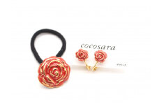 cocosara 有田焼 The longed-for red rose ヘアゴム＆イヤリング A10-187