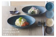 有田焼 Koselig-arita multi plate 4枚組 ネイビー グレー ダークブラウン ベージュ 4枚セット プレート 山忠 器 うつわ 食器 皿 北欧 モダン マルチプレート パスタ皿 カレー皿 40000円 A40-145