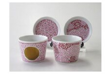 ARITA PORCELAIN LAB(アリタポーセリンラボ) JA蛸唐草&格子丸紋・蕎麦猪口&薬味皿ペアセット 有田焼 モダン コップ 湯呑 カップ A45-94