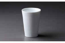 佳秀窯 西山正作 有田焼 ろくろ成形 白磁鎬文フリーカップ A50-161