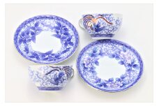 有田焼 禁裡御用（宮内庁）窯元 辻精磁社 【梓】浜茄子鳳凰紋 組碗揃 A750-10