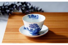 有田焼 手描き山水絵 せん茶碗皿セット(小) 起山窯 A20-315