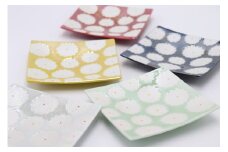 有田焼 利久窯 花真珠角プレート 5色セット 陶窯みかわや A50-165