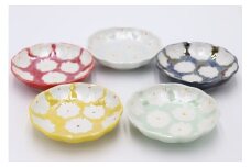 有田焼 利久窯 花真珠豆皿 5色セット 陶窯みかわや A35-152