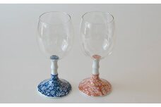ペアワイングラス（赤小菊・青小菊）東洋セラミックス A14-54