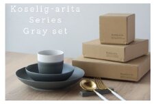 有田焼 Koselig-arita シリーズ 【グレーセット】山忠 器　食器 セット 皿 小鉢 コップ 北欧 モダン シンプル おしゃれ 可愛い A30-263