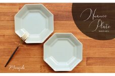 【まるふくオリジナル】有田焼 Nuance Plate２枚セット 八角皿 シンプル ベージュ ペア ワンプレート A20-342