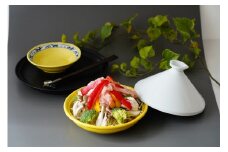 有田焼 レンジタジン鍋（イエロー）＆取り皿（黄唐草）5枚 東洋セラミックス A15-196