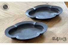 有田焼 ショウ塗 木瓜皿 L 2枚セット 化粧箱入 24to3【西富陶磁器オリジナル】食器 器 うつわ 磁器 皿 盛皿 パスタ皿 プレート ワンプレート セット ペア チャコール ギフト 電子レンジ対応 A30-628