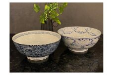 有田焼 染付花弁紋 / 蛸唐草 平麺鉢 2個セット【丸兄商社】そうた窯 食器 器 うつわ 麺鉢 丼 丼ぶり 2個 セット ペア 手描き 染付 ブルー 電子レンジ対応 A40-400