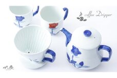 有田焼 バラ絵 大ドリッパー＆大ポット＆マグカップのペアの4点セット 大慶 A75-32