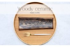 【まるふくオリジナル】有田焼 woody ceramic plate ブロンズ キートレー 小物入れ デザート皿 木みたいな プレート A14-67