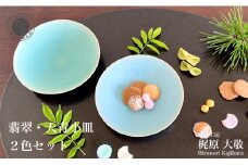 有田焼 翡翠天青小皿 2色セット【梶原大敬 茂正工房】器 うつわ 食器 皿 取皿 小皿 菓子皿 2枚 セット ペア 青磁 翡翠 天青 青 夏 上品 シンプル 作家 ろくろ 電子レンジ対応 A15-295