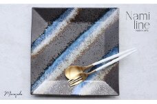 【まるふくオリジナル】有田焼 22cm正角プレート Nami line ワンプレート 角プレート カフェプレート 盛皿 四角 A20-398