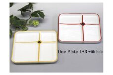 有田焼 One Plate 1+3 金ライン赤ライン 2枚セット 三光堂 A35-194