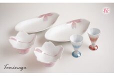 桜ラスター楕円皿と小鉢・十角杯のペアセット 有田焼 富永陶磁器 A40-218