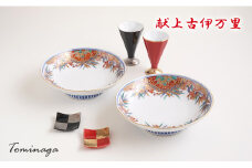 献上古伊万里皿と十角杯・市松箸置のペアセット 有田焼 富永陶磁器 A70-123