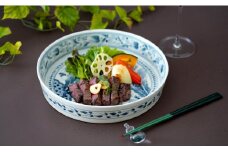 有田焼 坂本窯陶工房 花鳥文水盤型菓子鉢 A300-45