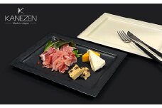 有田焼 21cm 長角プレート 2色 2枚 セット【金善製陶所】食器 器 うつわ 磁器 陶磁器 長角 皿 プレート ワンプレート シンプル シック ペア 黒 白 A25-573