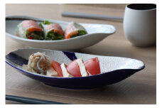 有田焼 シルバー・ブルーライン オーバルプレート 2枚セット【山忠】器 食器 皿 楕円 前菜 サラダ皿 おしゃれ 可愛い A30-554