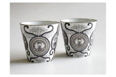 ARITA PORCELAIN LAB(アリタポーセリンラボ) JS古伊万里草花紋・ペアロックカップ 有田焼 モダン コップ モノトーン A40-224