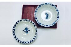 青花のロングセラー商品 絵変わりペア桔梗渕20cmスープ皿 小島芳栄堂 A30-364