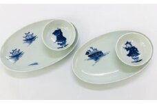 青花 絵変り楕円皿（24cm）とボウルのセット（2枚組） 小島芳栄堂 A35-219