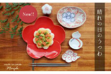 有田焼 NEW！はれの日のうつわ 5点セット まるふく お正月 赤絵 手描き 和食器 小皿 取皿 ワンプレート A35-220