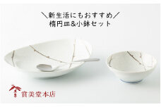 有田焼 其泉 楕円皿 小鉢 樹氷 2点セット【賞美堂本店】器 うつわ 食器 皿 小鉢 ボウル 2枚 多用途 和モダン 冬 季節 自然 贈答 ギフト 電子レンジ対応 食洗機対応 A30-557