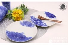 有田焼 BLUE ESPUMA / 6.5寸皿 2枚（深海三龍堂） 食器 おしゃれ スタイリッシュ シンプル モダン 青い器 A20-452
