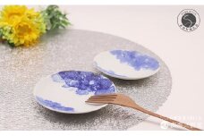 有田焼 BLUE ESPUMA / 丸小皿 ２枚（深海三龍堂） 手のひらサイズ 豆皿 豆小皿 かわいい モダン 菓子皿 A12-122